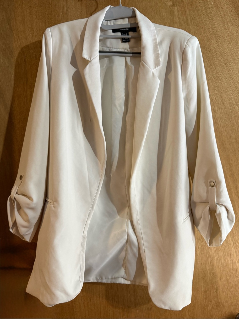 Forever 21 Cream Open-Front Blazer
